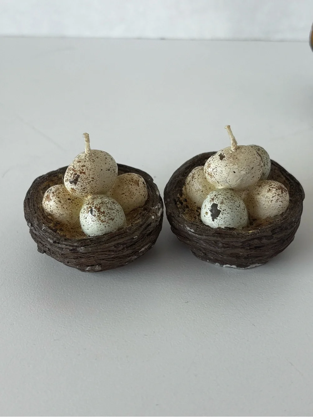 Set of 2 Miniature Nesting Bird Egg Candles 1.5”